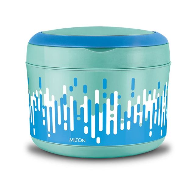 MILTON New Big Bite Insulated Inner Stainless Steel Tiffin Box with Additional Plate and Handle, 900 ml, Aqua Green| BPA Free | Food Grade | Easy to Carry | Easy to Clean