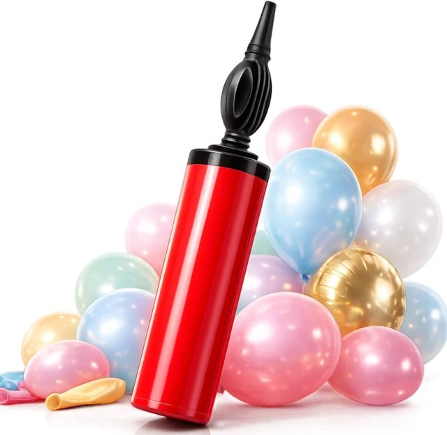 Balloon Pump Double Action Heavy Duty Manual Hand Balloon Blower Inflator Air Pump Pumper Baloon Machine (Multicolor) (Pack of 01)